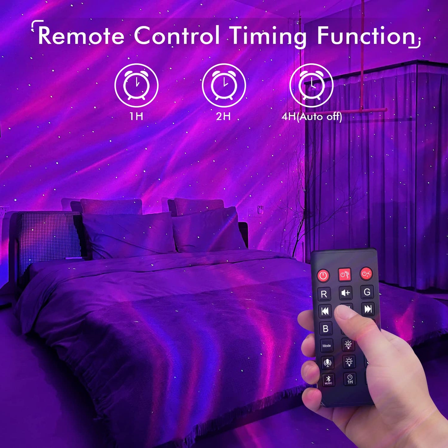 Proyector de galaxia para habitación, altavoz Bluetooth y proyector Aurora con ruido color blanco, proyector de luz nocturna para niños y adultos, sala de juegos, cine en casa, techo, decoración de habitación. (color negro)