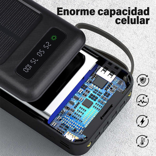 Solar Power Bank Portatil 10000mah 4 Salidas Con Linterna