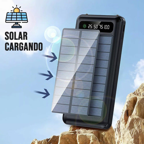 Solar Power Bank Portatil 10000mah 4 Salidas Con Linterna