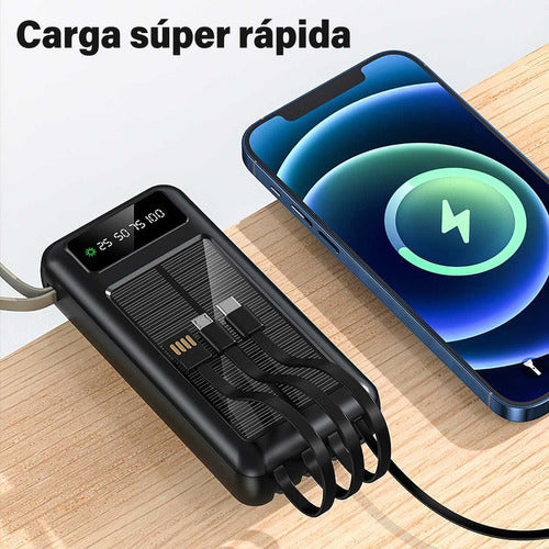 Solar Power Bank Portatil 10000mah 4 Salidas Con Linterna