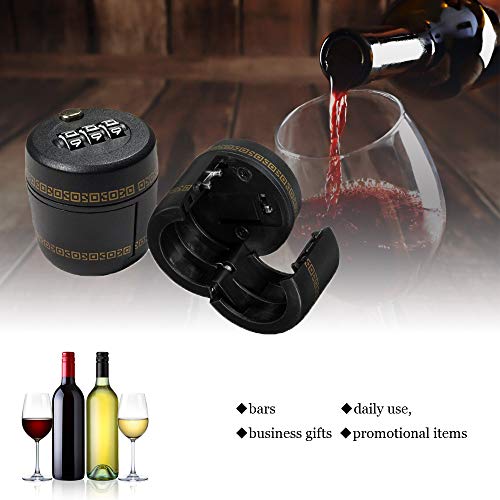 Cerradura de botella de vino, cerradura de código de contraseña, cerradura digital para botella de vino y licor, botella de whisky de vino, selección de vacío, tapón de conservación, 2 uds