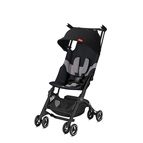 gb Pockit+ - Cochecito de viaje ligero ultra compacto, plegable, con toldo y asiento reclinable en terciopelo negro