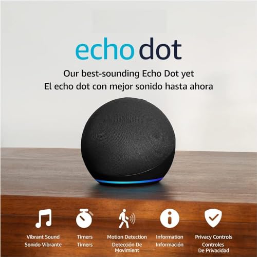 Echo Dot | Parlante inteligente con Alexa . Pídele a Alexa que te dé actualizaciones del clima y que ponga timers con tan solo usar la voz. Incluso puedes obtener respuestas a tus preguntas y pedirle chistes.