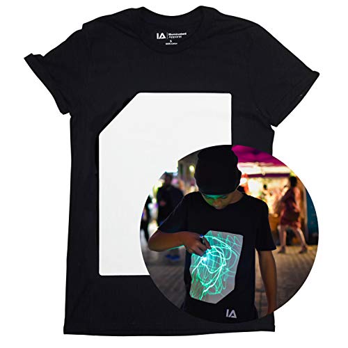 Camiseta que brilla en la oscuridad, diversión para fiestas de cumpleaños y festivales. Dibuja en tu camiseta que brilla en la oscuridad con luz: haz diseños una y otra vez