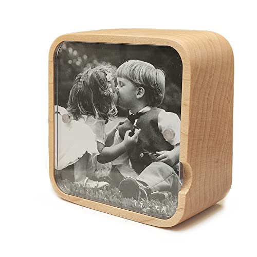 Wind Up - Caja de música de madera maciza con marco de fotos, el mejor regalo para Navidad/cumpleaños/día de San Valentín/Día de la Madre, Tune of You are My Sunshine. (madera de arce)