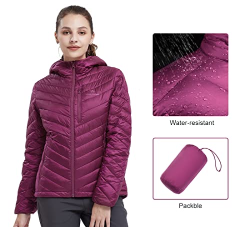 Chaqueta ultraligera de plumón con capucha para mujer, acolchadas, ligeras, plegables, con bolsillo en el pecho