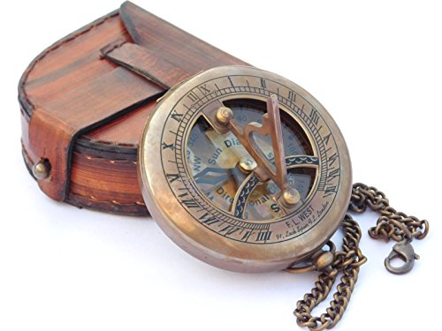 Brújula de reloj de sol de latón - Brújula abierta - Accesorio Steampunk - Regalo único para hombres - Hermoso regalo hecho a mano - Reloj de sol  - Decoración antigua