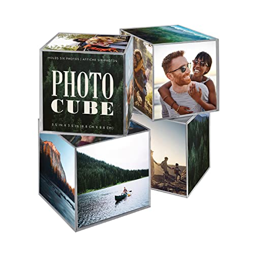 MCS Cubo de fotos de plástico transparente de 3.25 x 3.25 pulgadas, 6 caras, paquete de 4, transparente (65750)