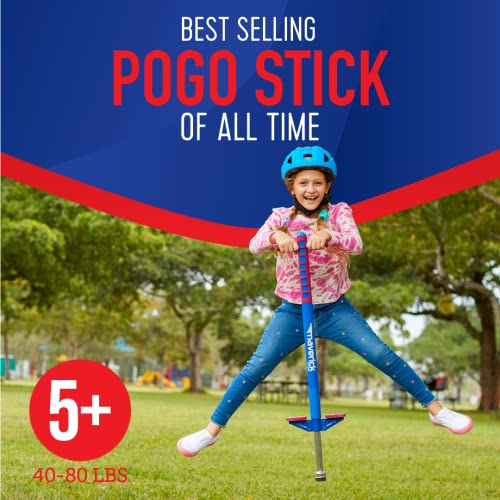 Flybar Maverick Pogo Stick para Salto, niños de 5 años en adelante, 40 a 80 libras, perfecto para principiantes, asas de fácil agarre, clavijas antideslizantes, juguetes al aire libre para niños, juguetes de salto