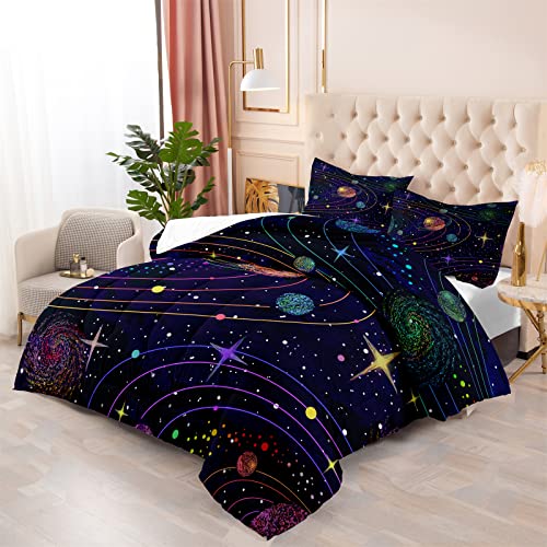 Juego de edredón individual astronauta espacial, galaxia, ropa de cama temática del espacio exterior, decoración de dormitorio