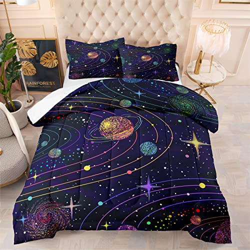 Juego de edredón individual astronauta espacial, galaxia, ropa de cama temática del espacio exterior, decoración de dormitorio