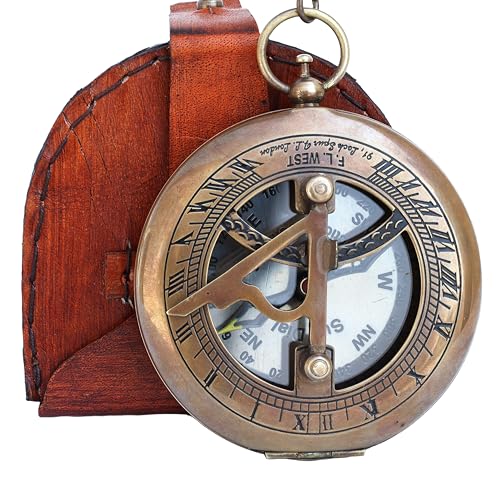 Brújula de reloj de sol de latón - Brújula abierta - Accesorio Steampunk - Regalo único para hombres - Hermoso regalo hecho a mano - Reloj de sol  - Decoración antigua