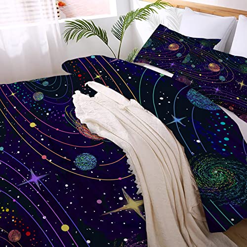 Juego de edredón individual astronauta espacial, galaxia, ropa de cama temática del espacio exterior, decoración de dormitorio