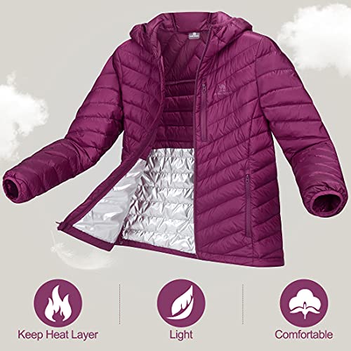 Chaqueta ultraligera de plumón con capucha para mujer, acolchadas, ligeras, plegables, con bolsillo en el pecho