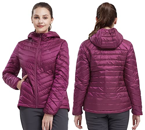 Chaqueta ultraligera de plumón con capucha para mujer, acolchadas, ligeras, plegables, con bolsillo en el pecho