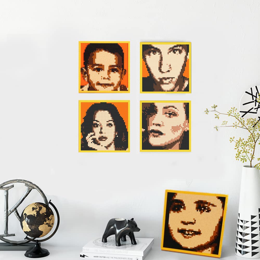 Kit de construcción de retratos, mosaico personalizado para adultos y niños, arte de ladrillos para personalizar tu propia foto, crear imagen, regalo único (pequeño/7.8 x 7.8 pulgadas)