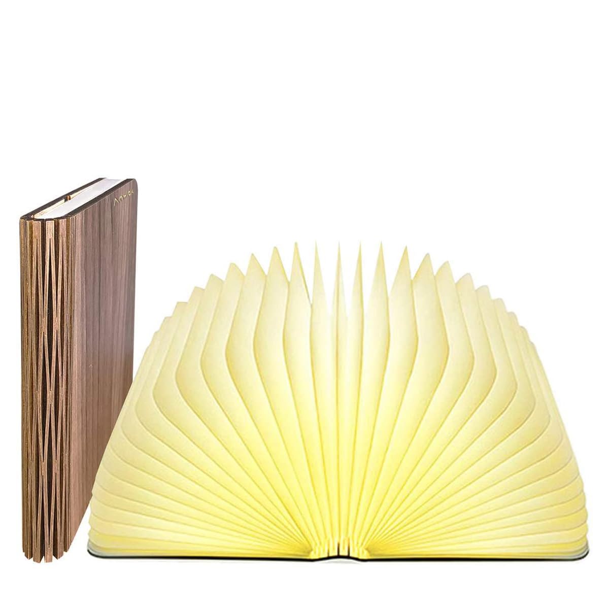 Lámpara libro de gran tamaño plegable luz de estado de ánimo, LED luz nocturna, USB de gran capacidad recargable lámpara de mesa de madera