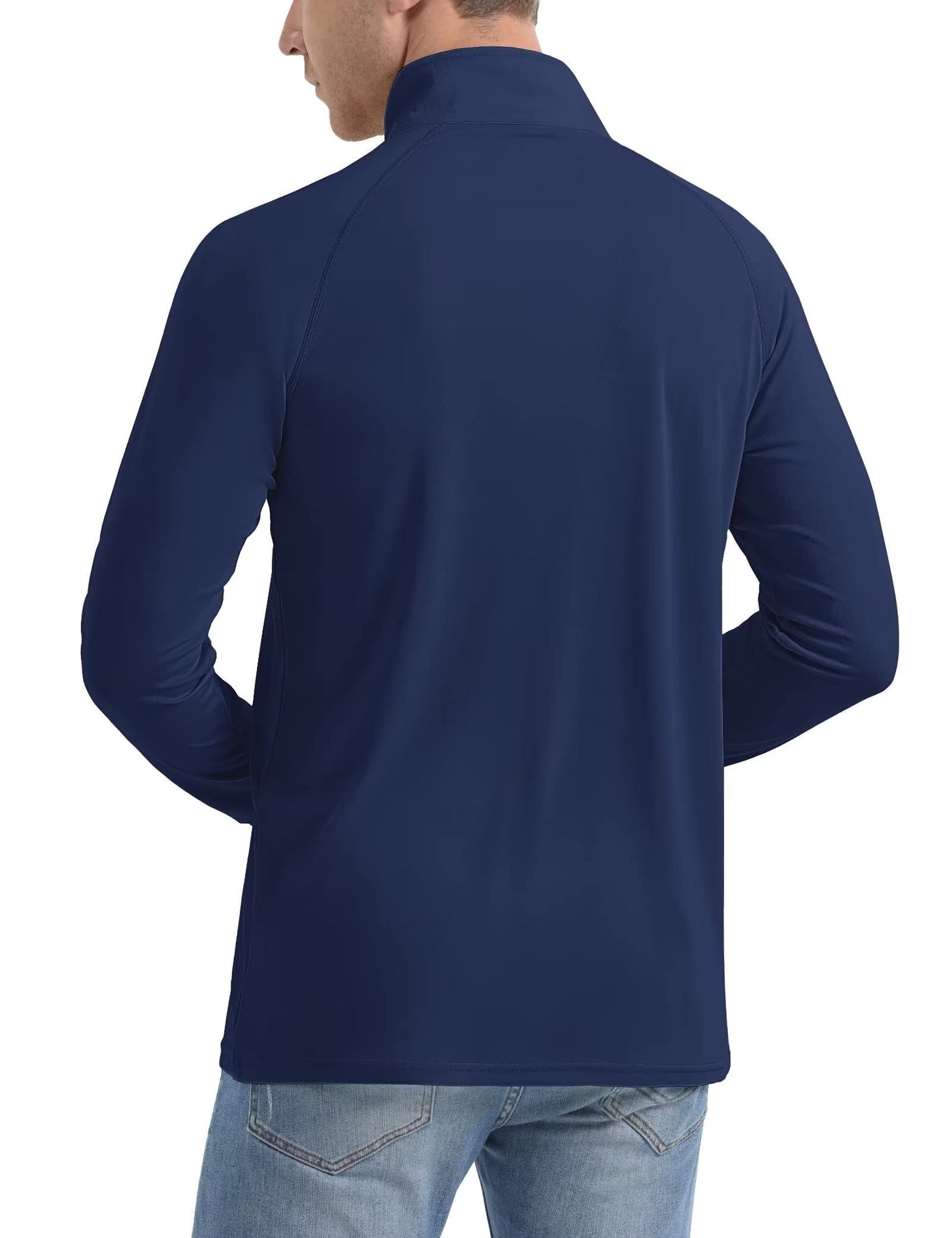 Camisetas de manga larga para hombre con protección UPF 50+ camisetas con cremallera de 1/4 para pesca, correr, camiseta de protección para exteriores