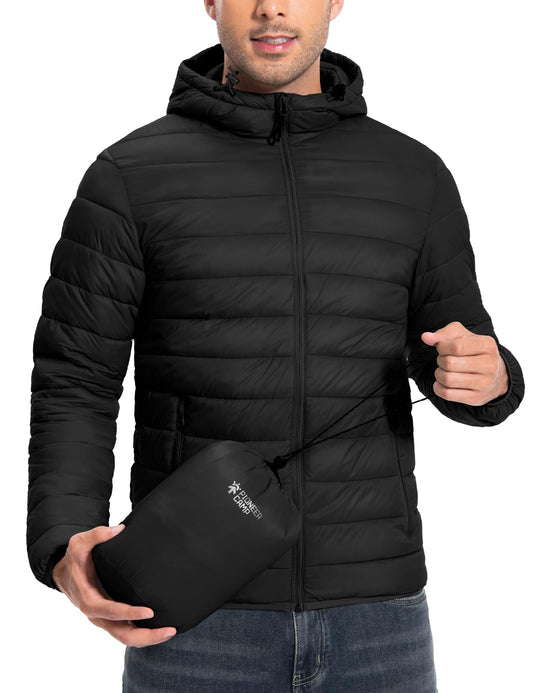 Chaqueta acolchada ultraligera y plegable para hombre, con capucha, aislada, térmica, para correr, viajar