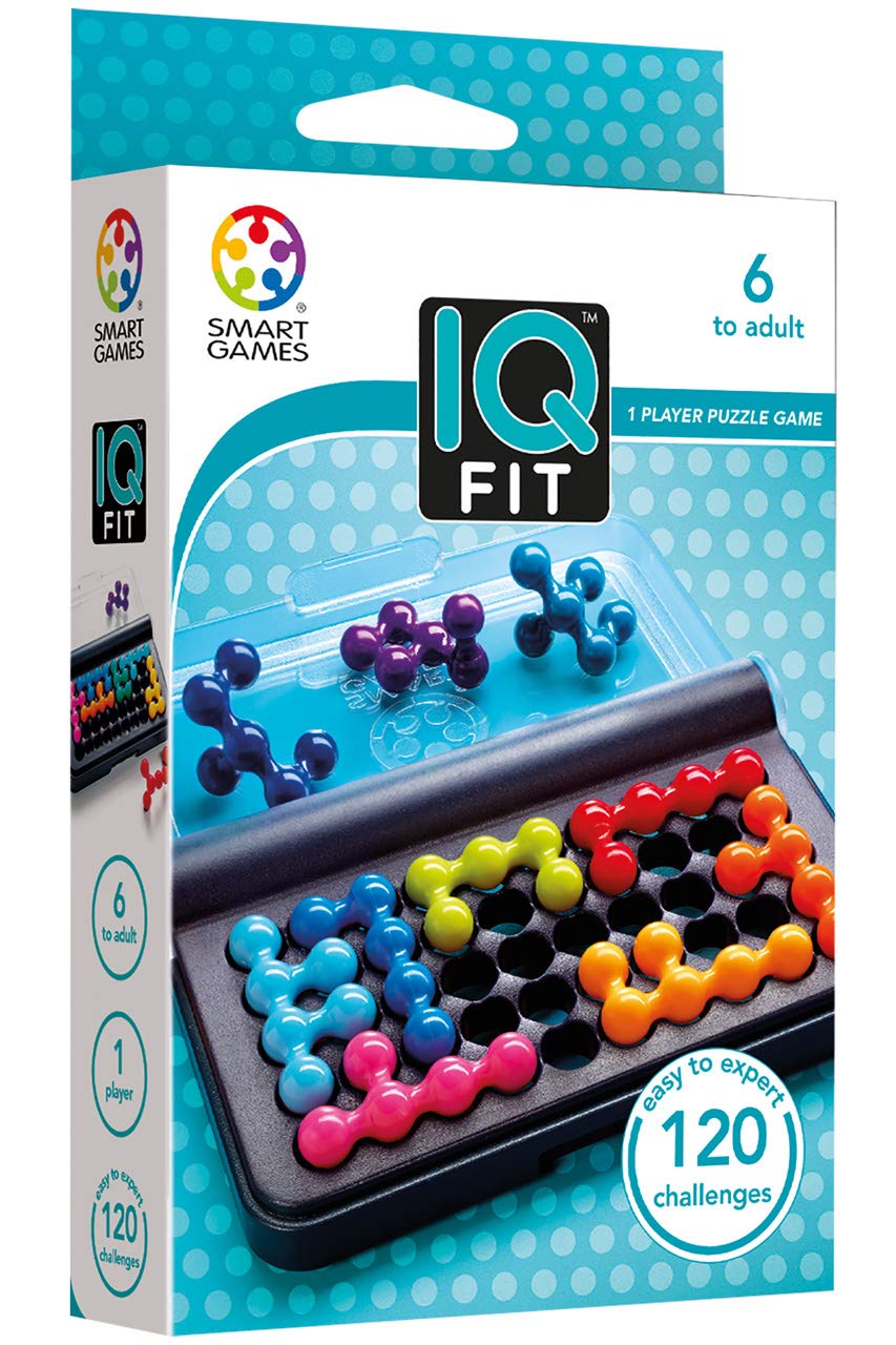 iQ Fit, Juego de viaje perfecto, 120 desaafíos, llévalo en tu bolso o paquete. Ayuda a desarrollar habilidades cognitivas de planificación y visión espacial. Para toda la familia