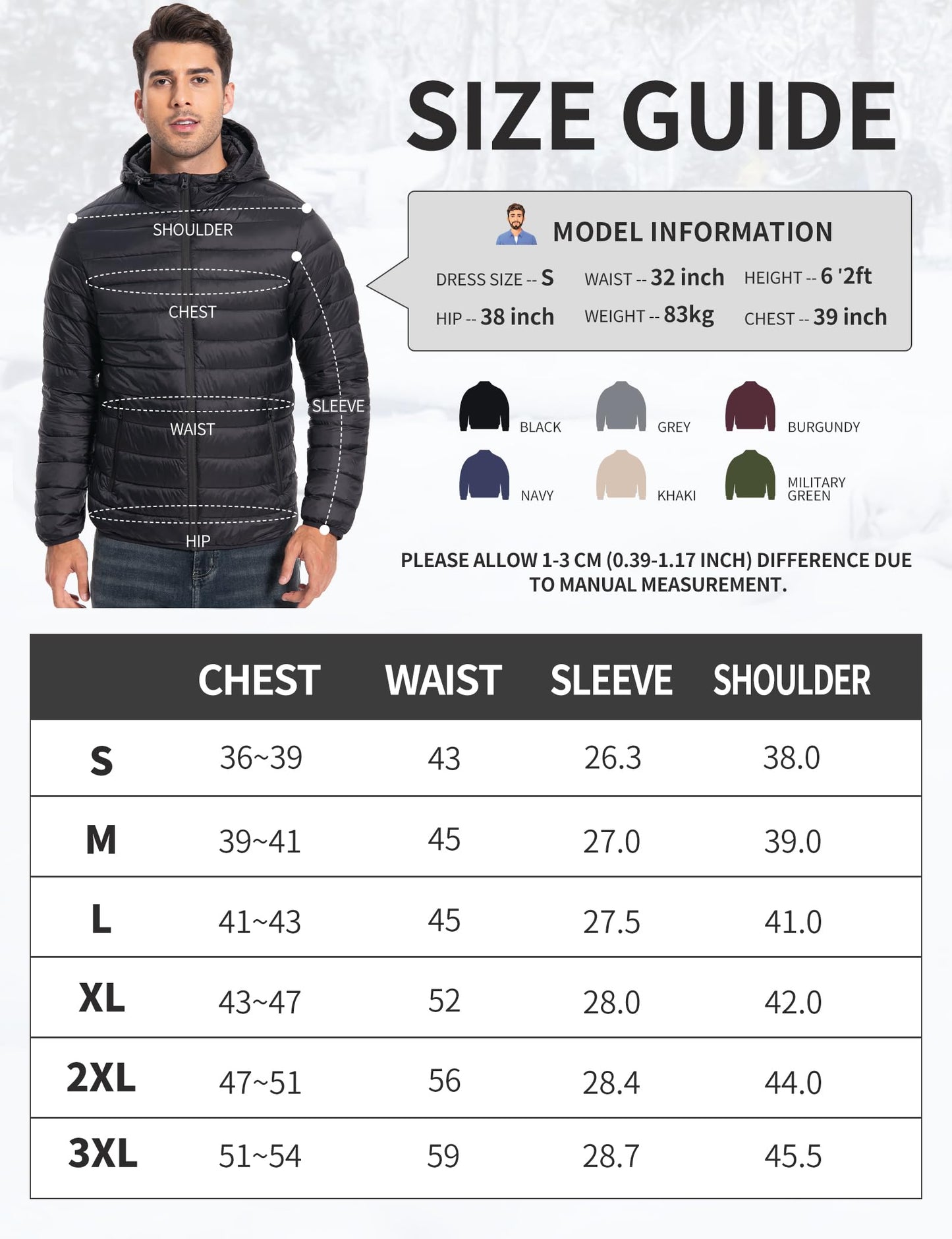 Chaqueta acolchada ultraligera y plegable para hombre, con capucha, aislada, térmica, para correr, viajar