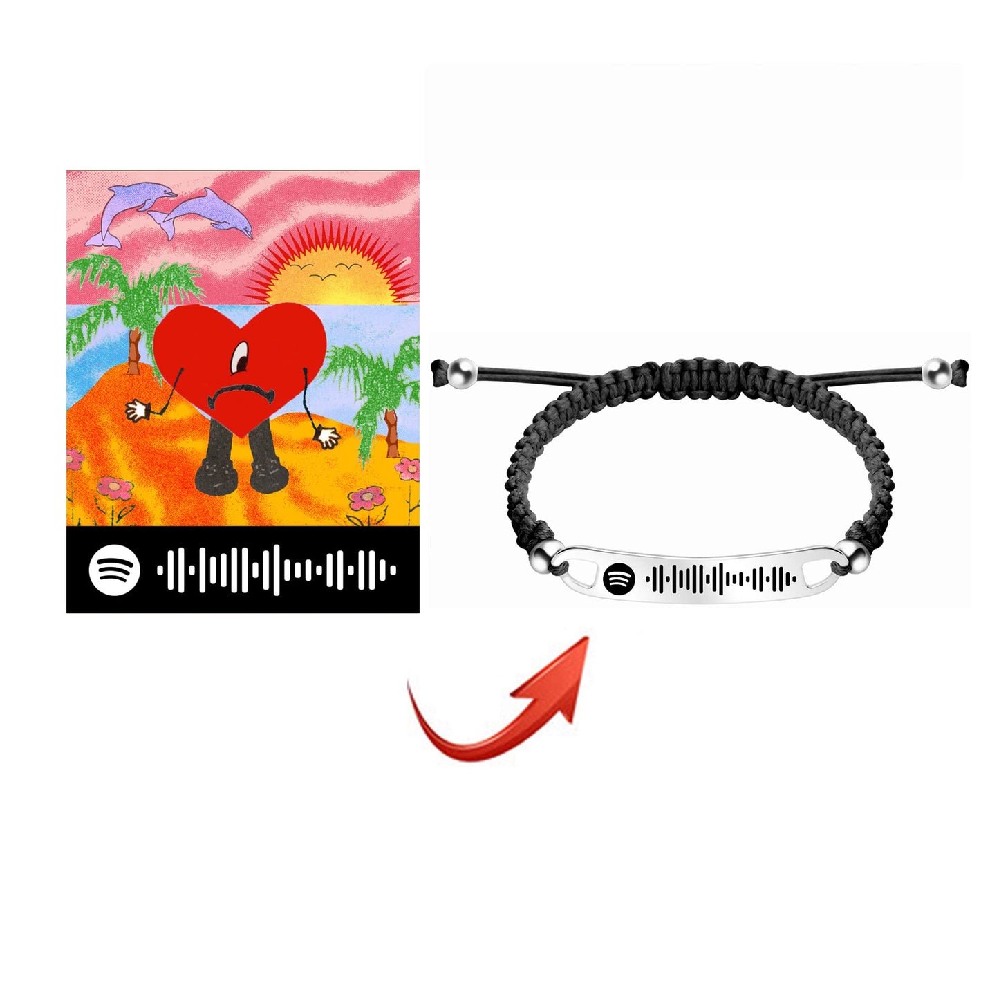 Pulsera personalizada con código de Spotify, grabado personalizado, puede escanear código de música, cuerda ajustable de acero de titanio, pulsera de acero de titanio para novio y novia, regalo de san valentín