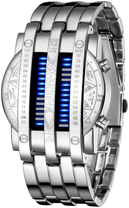Binary Matrix Blue led - Reloj Digital para hombre, moda clásica y creativa, color negro chapado