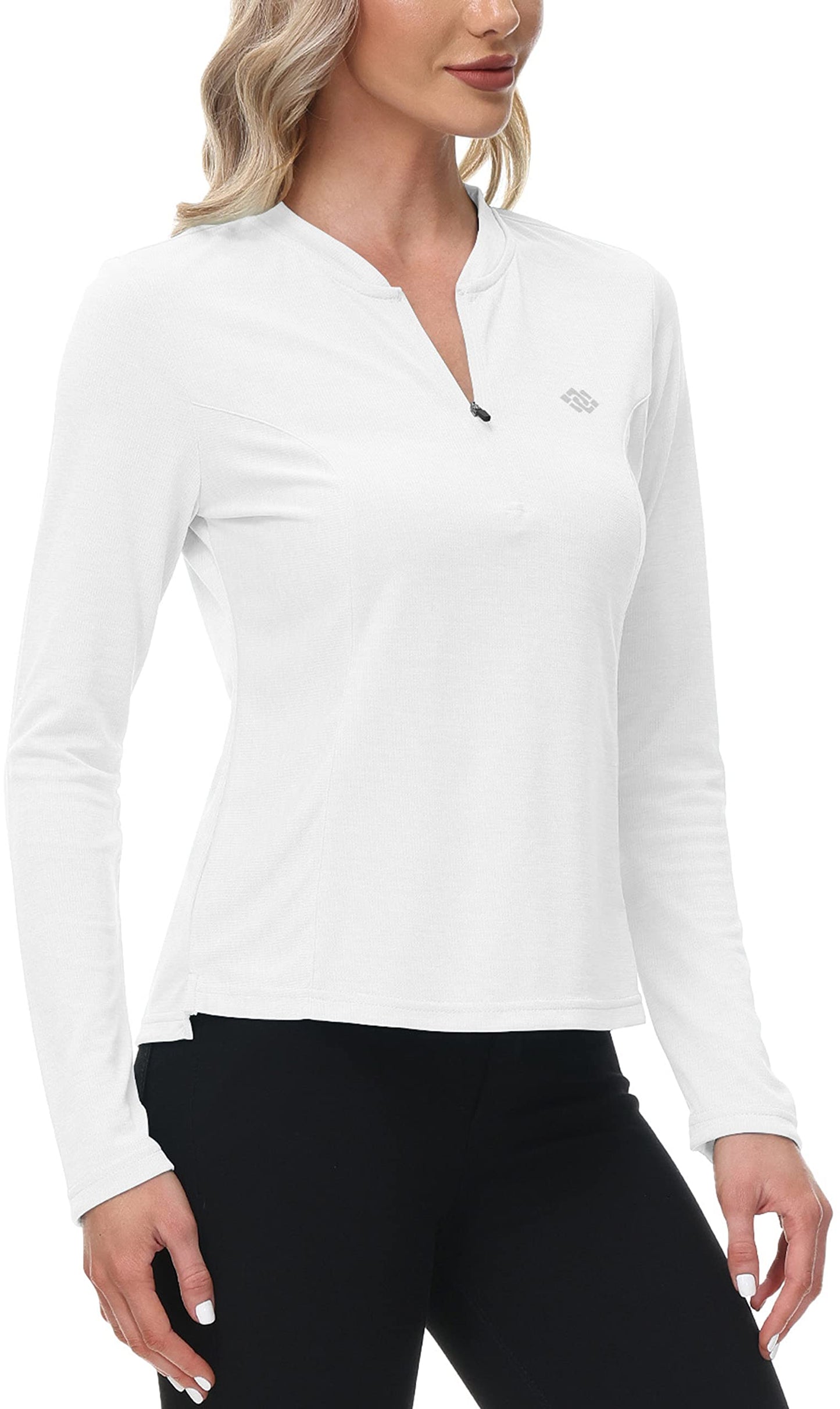 Camisa de manga larga con cremallera y protección solar UPF 50+ para mujer, golf, tenis, senderismo