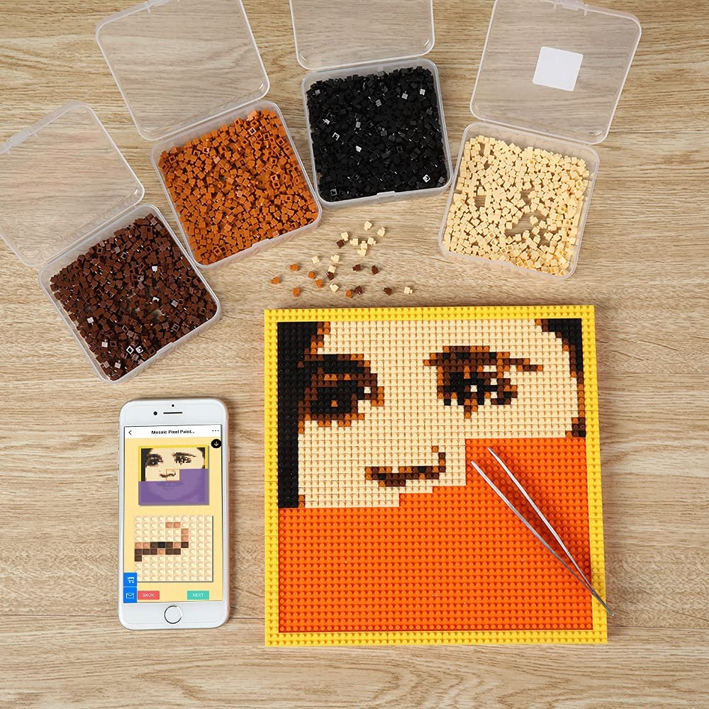 Kit de construcción de retratos, mosaico personalizado para adultos y niños, arte de ladrillos para personalizar tu propia foto, crear imagen, regalo único (pequeño/7.8 x 7.8 pulgadas)