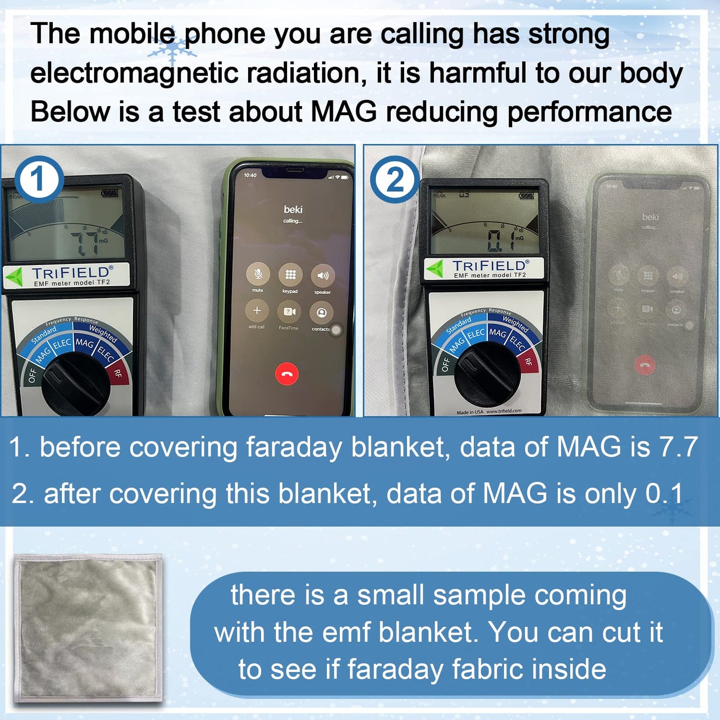 Manta Faraday antiradiación para la salud (54.3 x 59.8 pulgadas). Blinda hasta un 99.99%, bloquea la radiofrecuencia de celulares, WIFI, computadoras. Protege de daños liberados por el funcionamiento del microondas y otros electrodomésticos.