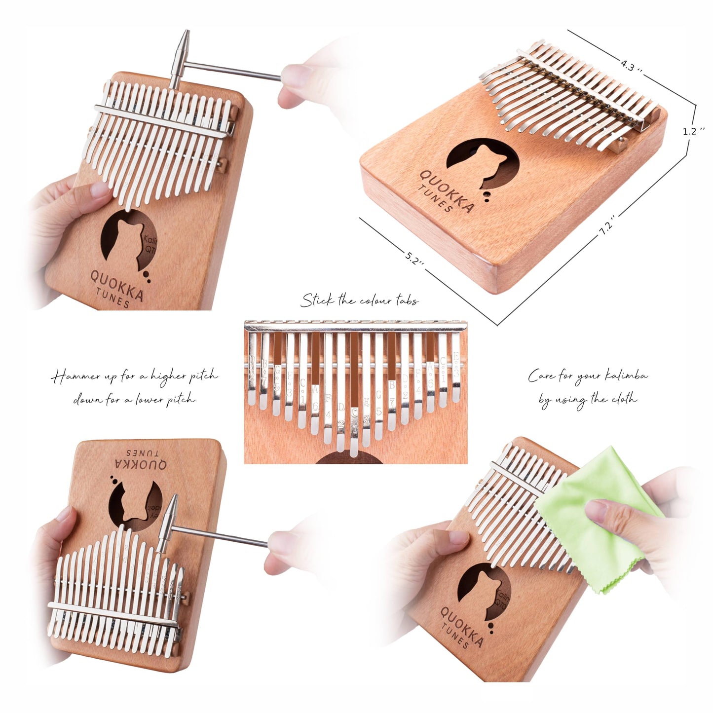 Kalimba - Piano de pulgar de 17 teclas, piano de dedo con guía exclusiva QT Kalimba Guía, instrumento musical portátil para adultos principiantes, regalos de música para niños; diseñado en Australia