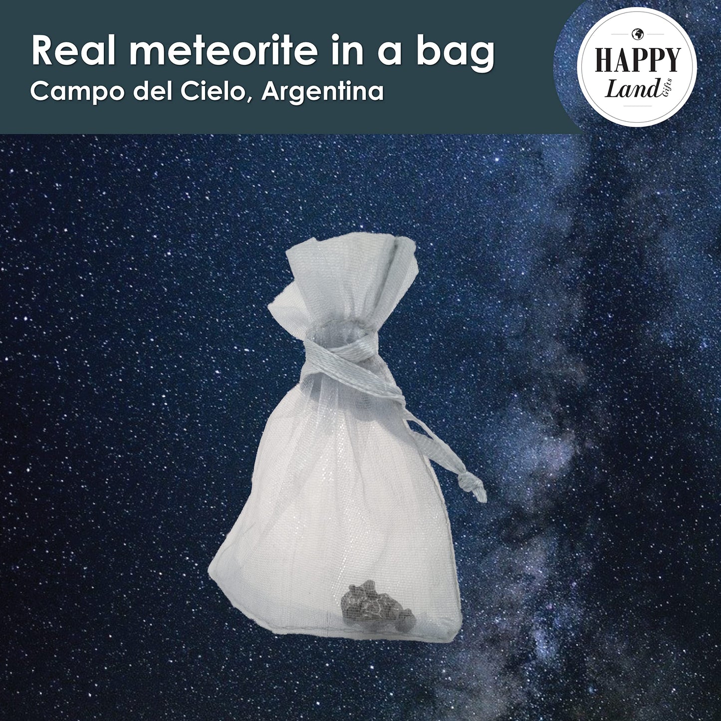 Meteorito, pieza real del espacio. Entusiastas del espacio. Happy Land Gifts Pieza de tierra – Gran recuerdo inusual – Regalo único para familiares y amigos