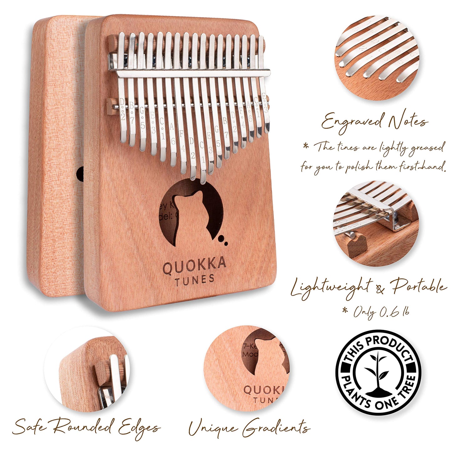 Kalimba - Piano de pulgar de 17 teclas, piano de dedo con guía exclusiva QT Kalimba Guía, instrumento musical portátil para adultos principiantes, regalos de música para niños; diseñado en Australia