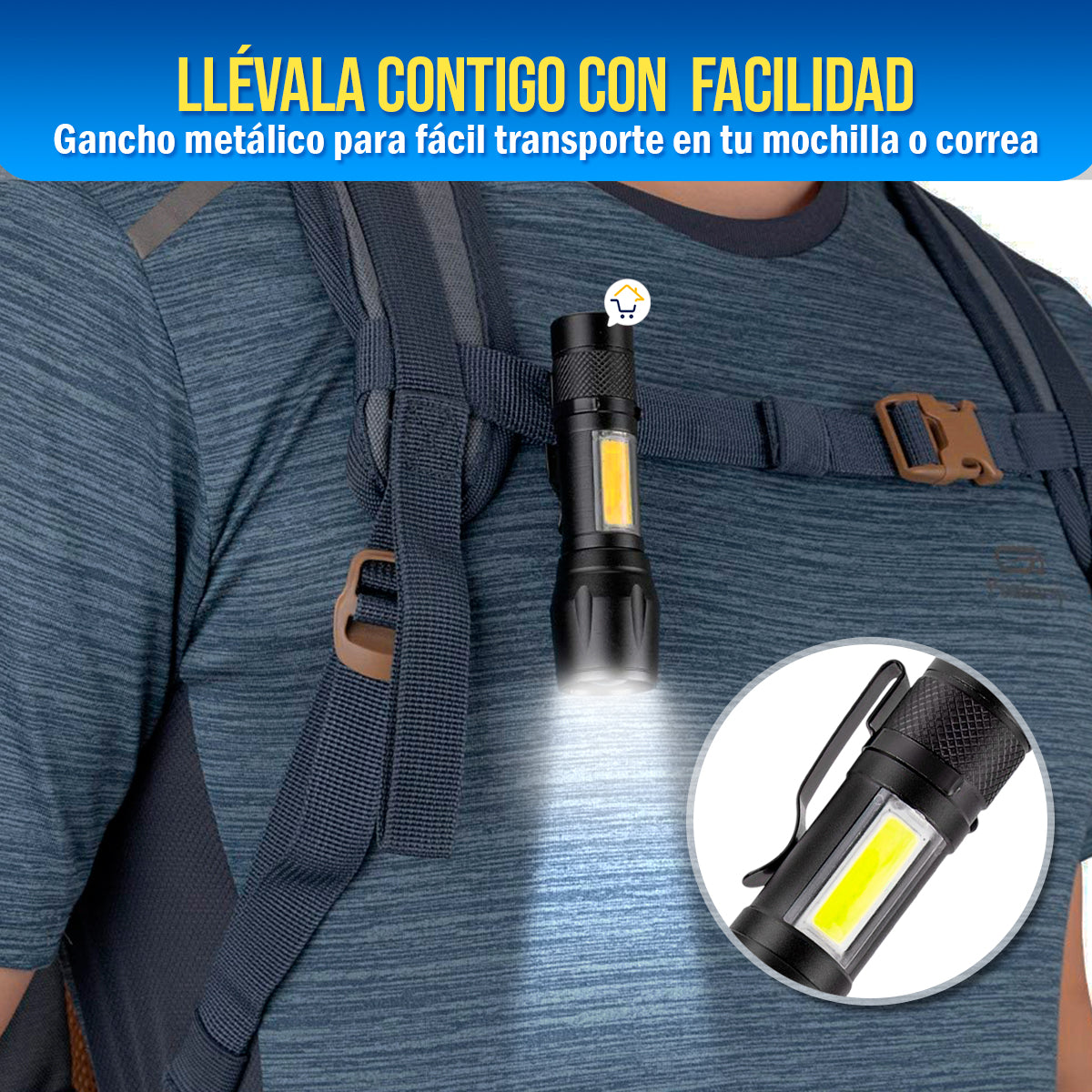 Mini Linterna LED Recargable Luz Zoom Largo Alcance Camping 511